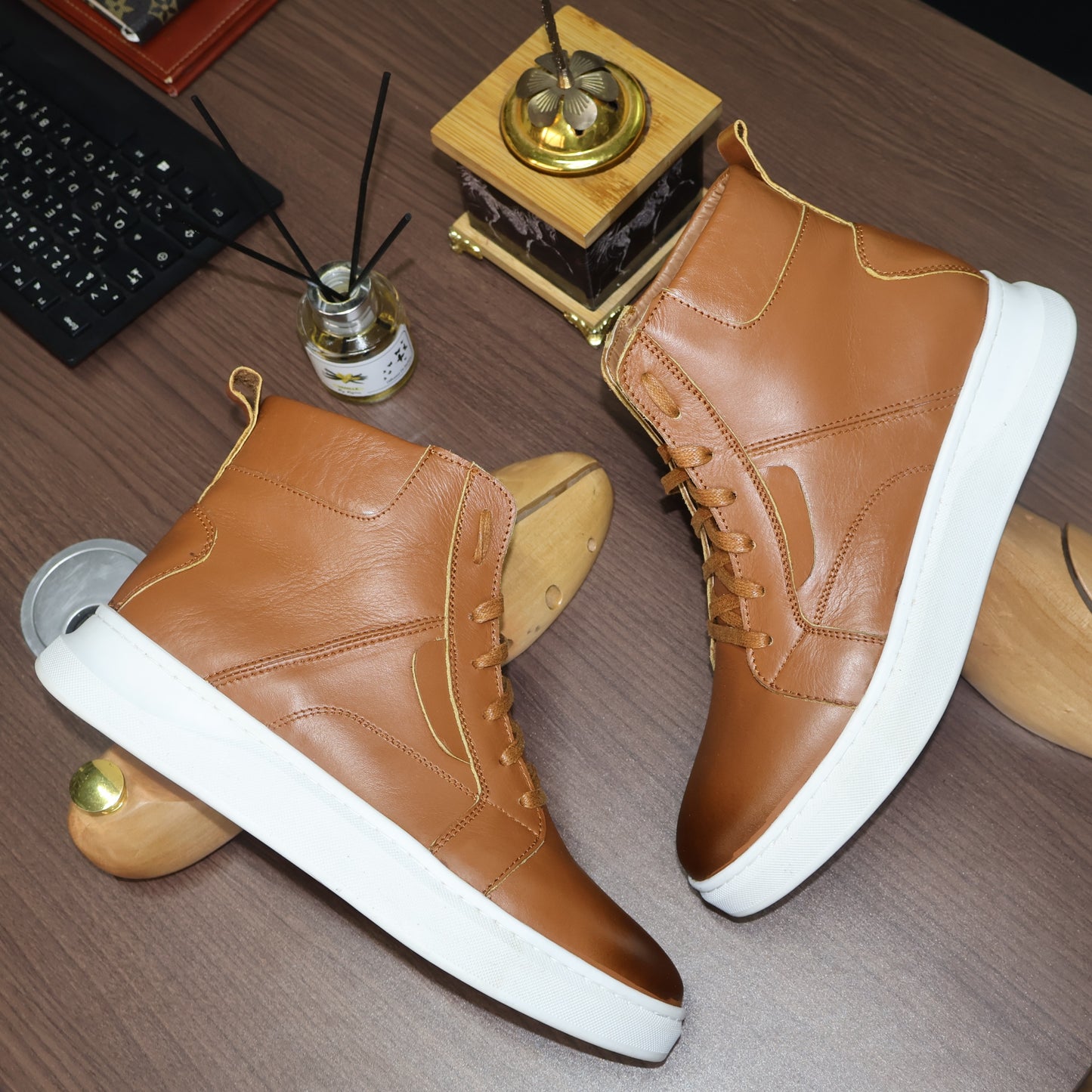 Baskets en Cuir Tabac