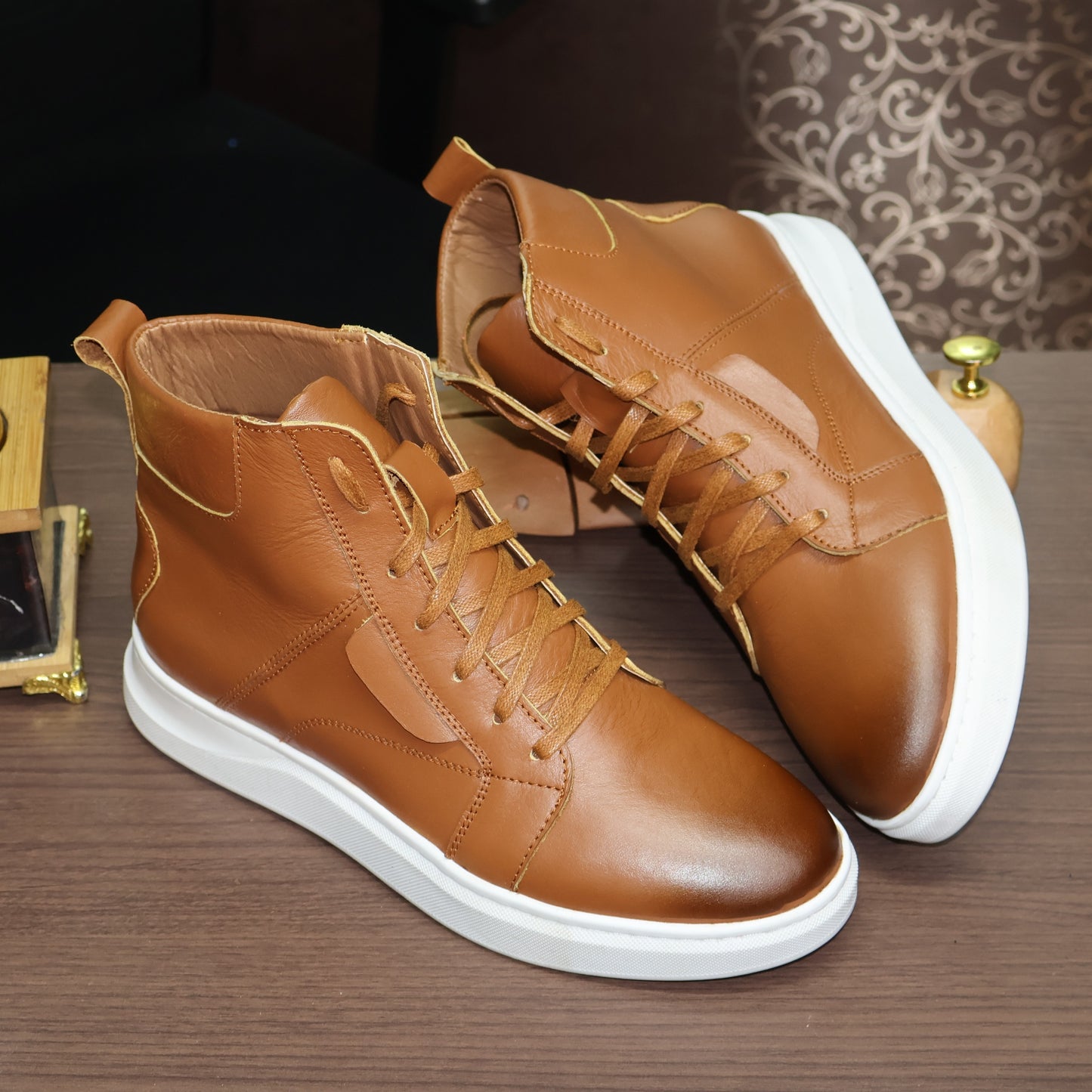 Baskets en Cuir Tabac